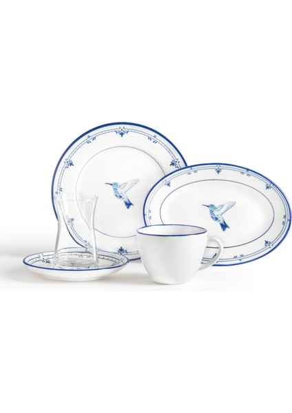 Oiseau 2 Kişilik 10 Parça Ikram Yemek Seti - Mavi/beyaz