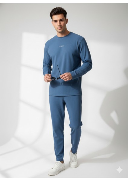 Unısex Bisiklet Yaka Kabartma Baskılı Içi Pamuklu Cepli Alt-Üst Takım