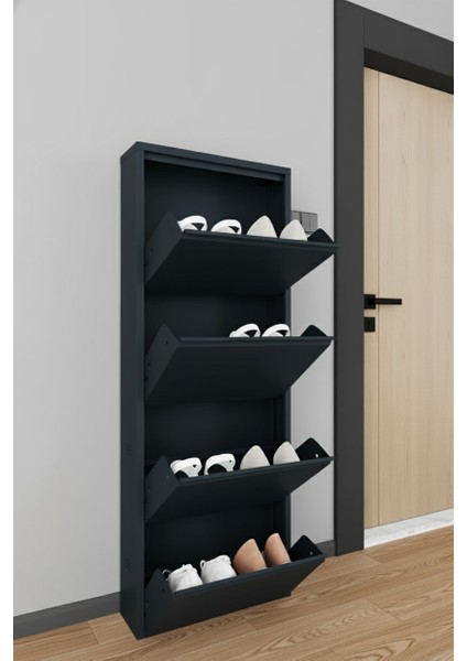 Dört Katlı Duvara Sabitlenebilir Metal Ayakkabılık 40X60 cm Kapı Paspası Hediyeli fiyatları