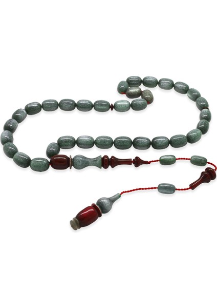 Sistemli Her Bir Tanesi ve Imamesi Usta Işçilikli Kapsül Kesim Sedefli Gri Kırmızı Katalin Tesbih