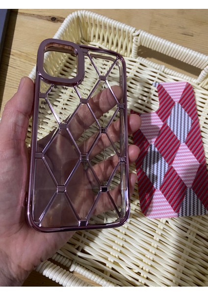 iPhone 11 Için Ultra Şık Pembe Detaylı Şeffaf ve Çift Kullanımlı Kılıf modelleri