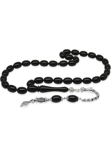 Kararmaz Metal Arnavut Zincir Püsküllü Sülün Imame Beyzi Kesim Siyah Katalin Tesbih