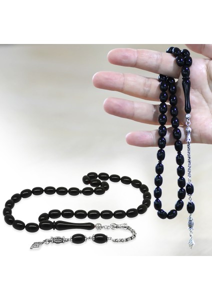 Kararmaz Metal Arnavut Zincir Püsküllü Sülün Imame Beyzi Kesim Siyah Katalin Tesbih fiyatları