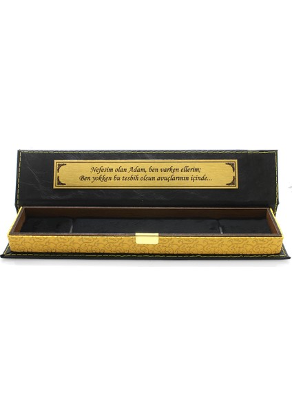 Siyah Deri ve Ahşap Bileşim Şık Tesbih Kutusu fırsatları
