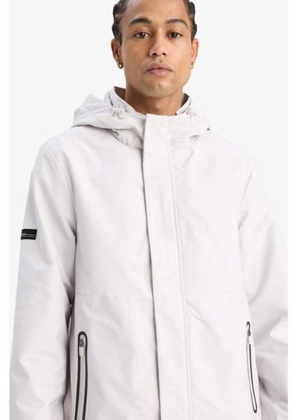 Fit Su İtici Regular Fit Polar Kapüşonlu Fermuarlı Yağmurluk