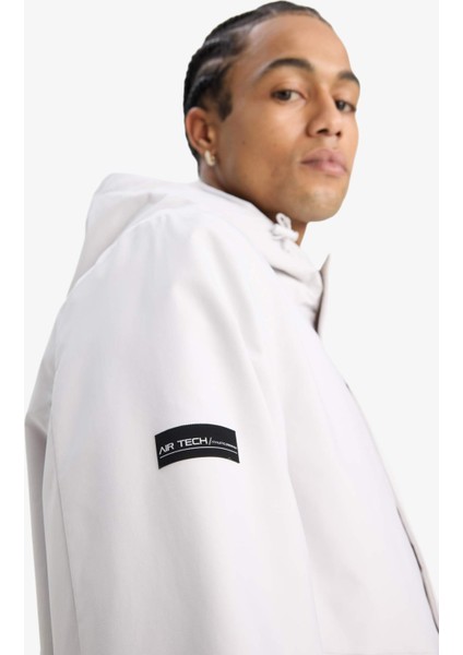 Fit Su İtici Regular Fit Polar Kapüşonlu Fermuarlı Yağmurluk