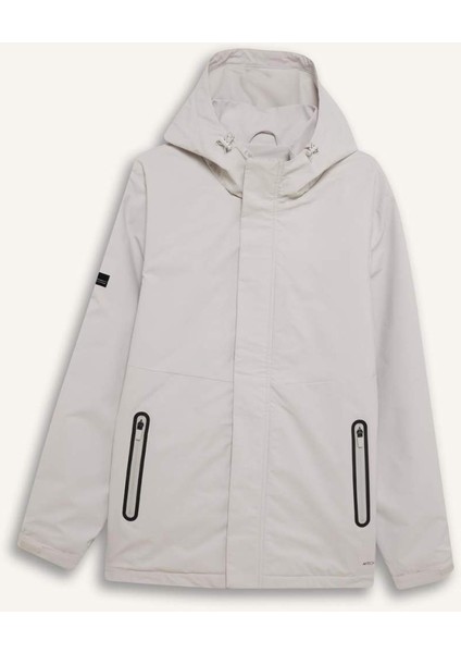 Fit Su İtici Regular Fit Polar Kapüşonlu Fermuarlı Yağmurluk