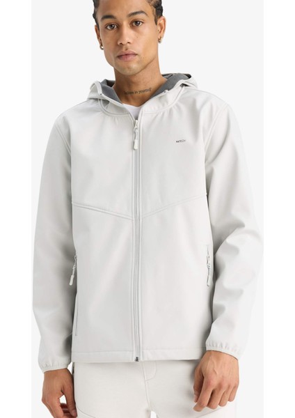 Su İtici Softshell Polar Regular Fit Kapüşonlu Fermuarlı Mevsimlik Baharlık Yağmurluk A2122AX25AU