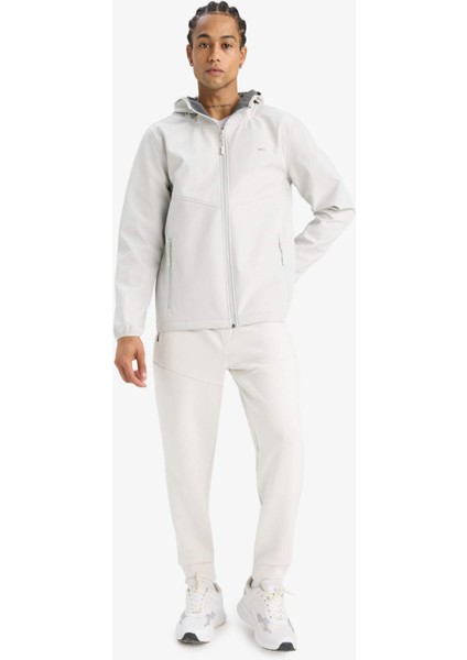 Su İtici Softshell Polar Regular Fit Kapüşonlu Fermuarlı Mevsimlik Baharlık Yağmurluk A2122AX25AU