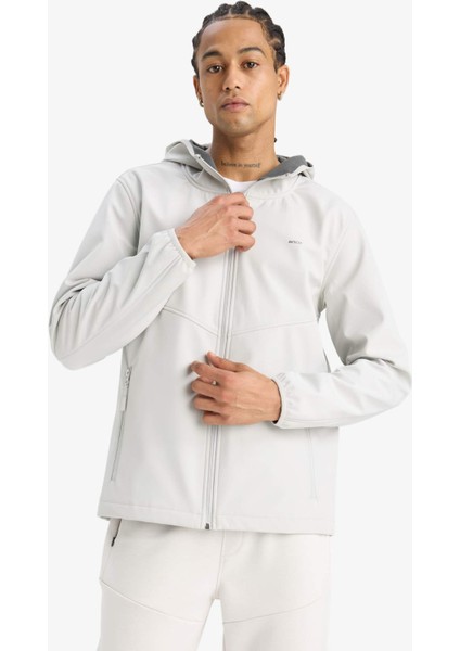 Su İtici Softshell Polar Regular Fit Kapüşonlu Fermuarlı Mevsimlik Baharlık Yağmurluk A2122AX25AU