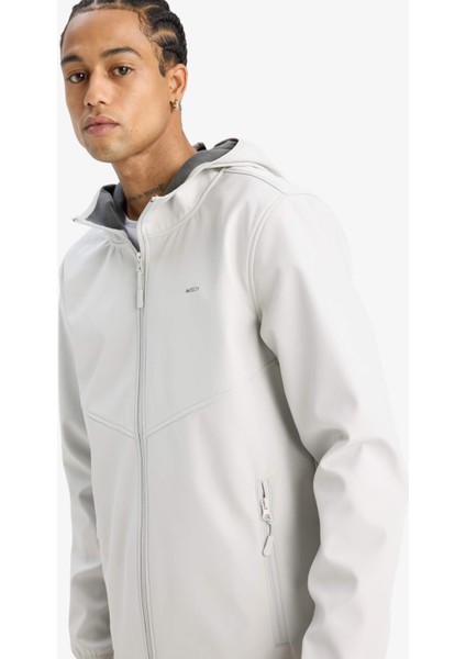Su İtici Softshell Polar Regular Fit Kapüşonlu Fermuarlı Mevsimlik Baharlık Yağmurluk A2122AX25AU