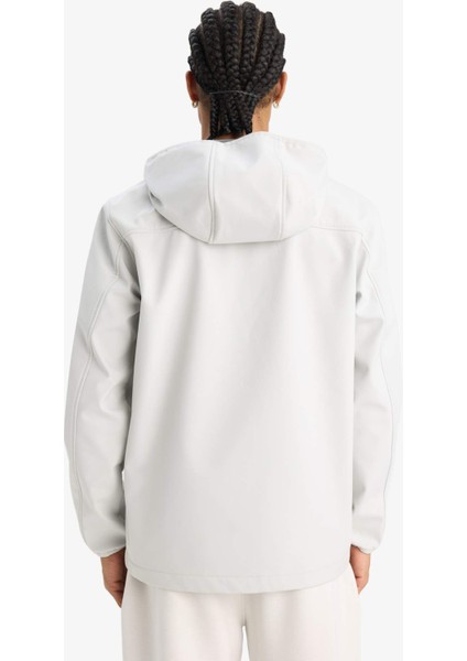 Su İtici Softshell Polar Regular Fit Kapüşonlu Fermuarlı Mevsimlik Baharlık Yağmurluk A2122AX25AU