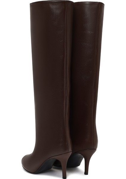 Kadın Kahverengi Ince Topuklu Deri Çizme 25WFD141618