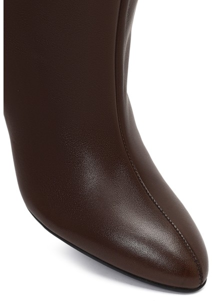 Kadın Kahverengi Ince Topuklu Deri Çizme 25WFD141618