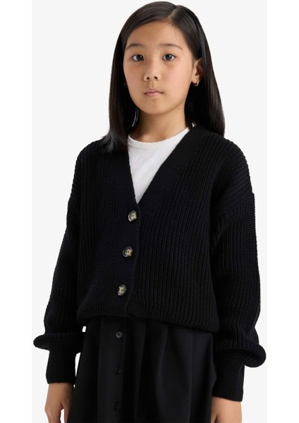 Kız Çocuk V Yaka Düğmeli Triko Hırka A2298A825AU