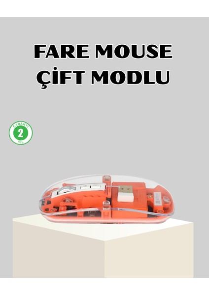 Bluetooth 5.0 & 2.4ghz Kablosuz Fare – 3 Cihaz Bağlantılı Hızlı Geçiş USB A - MB000X-2GWUD