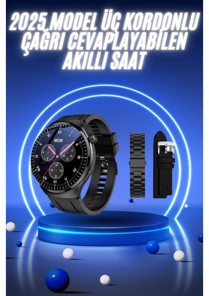 Akıllı Saat Yeni Nesil Üç Kordonlu Nabız Ölçer Çağrı Cevaplama - MB000X-2H5HK7