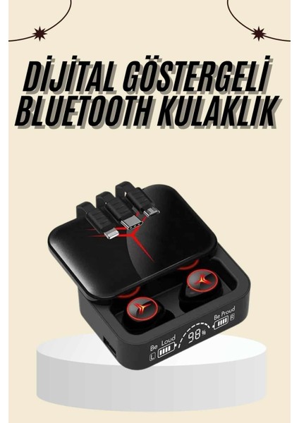 Kablosuz Şarj Göstergeli Powerbank Özellikli Bluetooth Kulaklık Çağrı Cevapla - MB000X-2H5O3