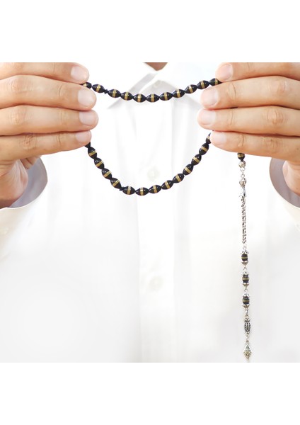 Kararmaz Metal Arnavut Zincir Püsküllü Pirinç Sarmal Arpa Kesim Siyah Kuka Tesbih fırsatları