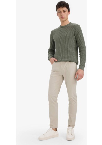 Slim Fit Dar Kesim Dar Paça Cepli Pantolon