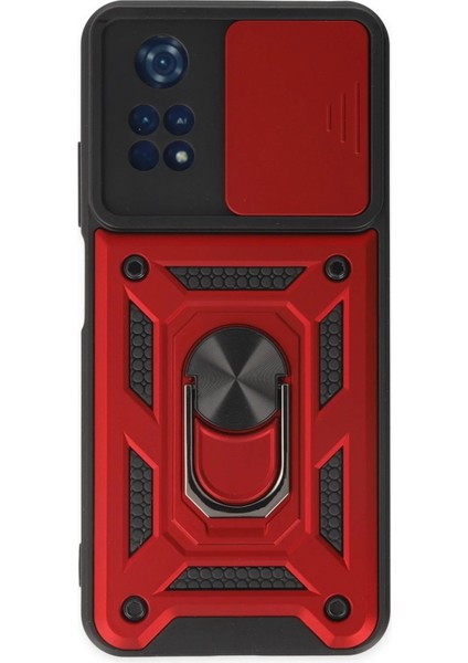 Xiaomi Poco M4 Pro 4g Kılıf Pars Lens Yüzüklü Silikon - KIRMIZI-(5796) - MB000X-2GSMA4