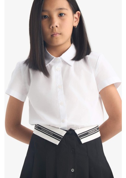 Kız Çocuk Poplin Kısa Kollu Okul Gömleği D6539A825AU