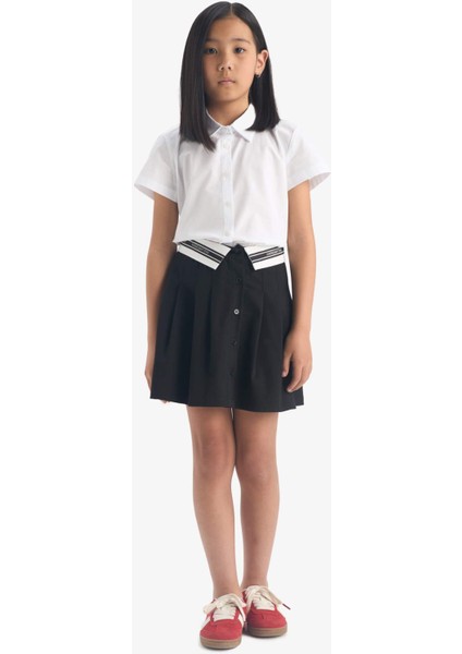Kız Çocuk Poplin Kısa Kollu Okul Gömleği D6539A825AU
