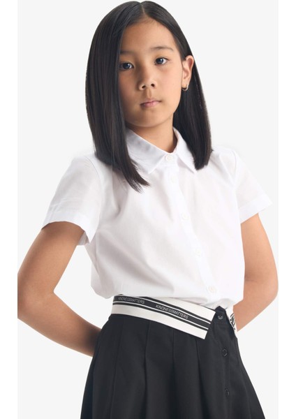 Kız Çocuk Poplin Kısa Kollu Okul Gömleği D6539A825AU