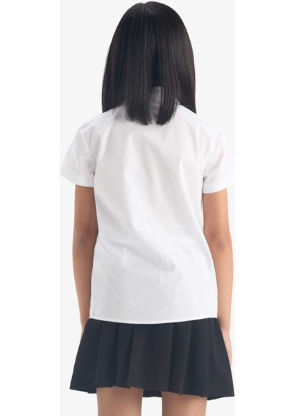 Kız Çocuk Poplin Kısa Kollu Okul Gömleği D6539A825AU