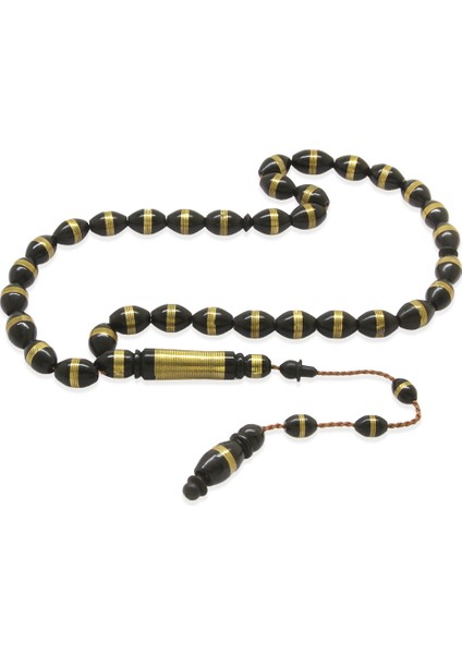 Sistemli Pirinç Sarmal Arpa Kesim Siyah Kuka Tesbih