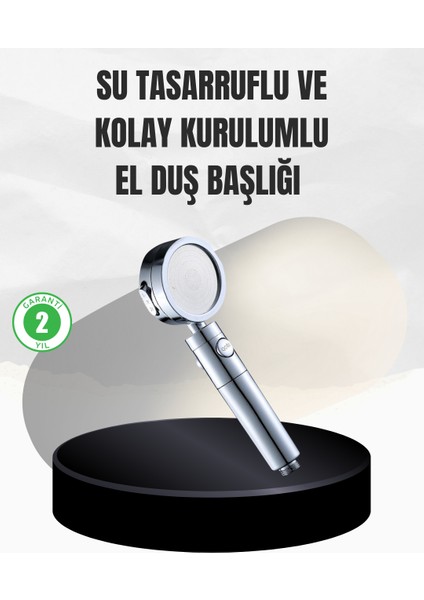 Kolay Montajlı 3 Modlu Yüksek Basınç Duş Başlığı - MB000X-2H46P0