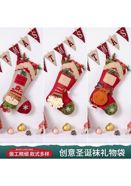 Yeni Noel Süsleri Yüksek Dereceli Karikatür Noel Çorapları Üç Boyutlu Çorap Hediye Çantaları Dekoratif Çorap Kolye (Yurt Dışından) fırsatları