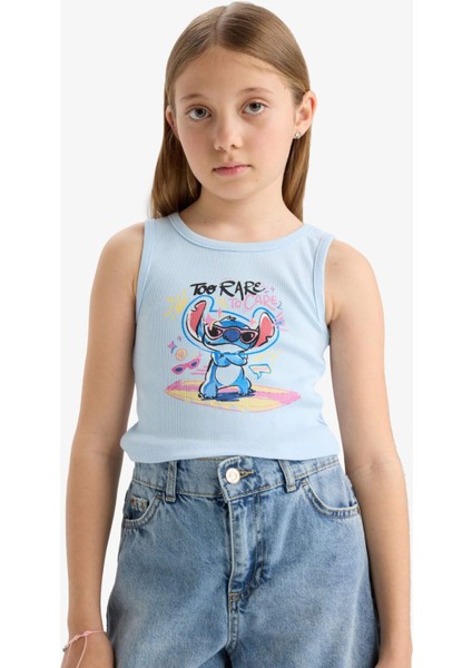 Kız Çocuk Disney Lilo & Stitch Bisiklet Yaka Atlet