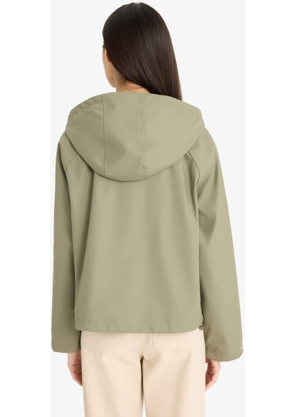 Regular Fit Kapüşonlu Suni Deri Yağmurluk E8552AX25AU