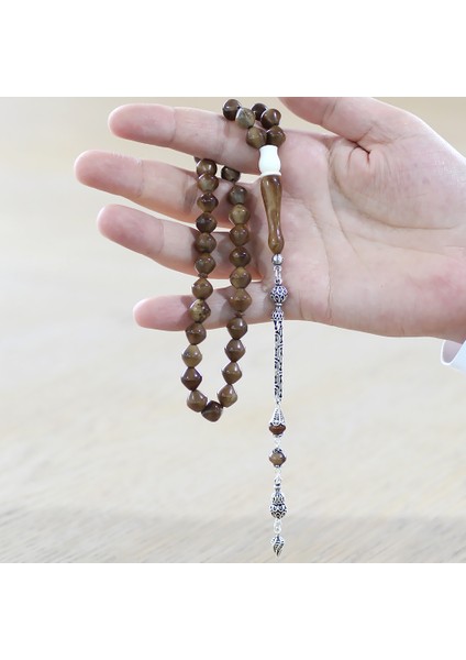 925 Ayar Gümüş Kral Zincir Püsküllü Istanbul Kesim Deve Kemiği Detaylı Kuka Tesbih fırsatları