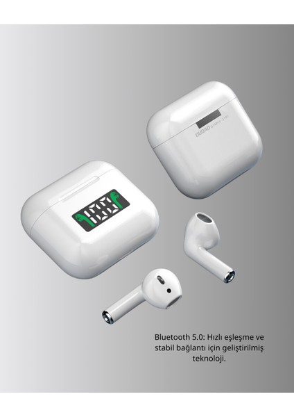 Kablosuz Tws Bluetooth 5.0 Kulaklık – Dokunmatik Kontrol LED Göstergeli - MB000X-2GWY00 fırsatları