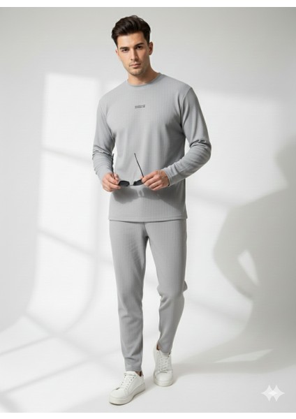 Unısex Bisiklet Yaka Kabartma Baskılı Içi Pamuklu Cepli Alt-Üst Takım