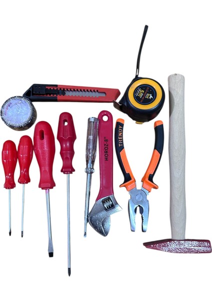 Çok Amaçlı 11 Parça El Aleti Seti – Çekiç, Tornavida, Pense, Kurbağacık, Metre, Maket Bıçağı ve Daha Fazlası fiyatları