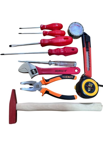 Çok Amaçlı 11 Parça El Aleti Seti – Çekiç, Tornavida, Pense, Kurbağacık, Metre, Maket Bıçağı ve Daha Fazlası fırsatları