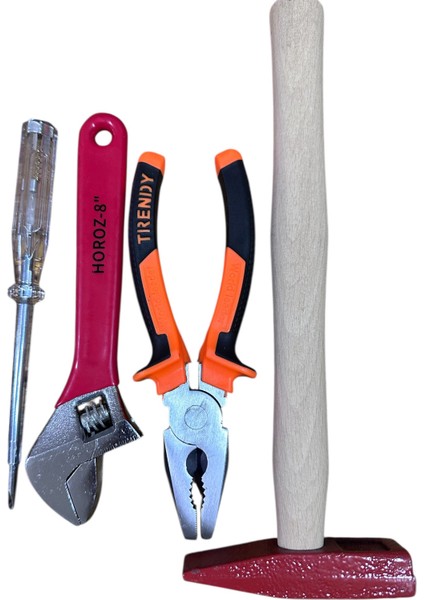 Dayanıklı 4’lü El Aletleri Seti: 200G Çekiç, Pense, Kurbağacık ve Kontrol Kalemi fiyatları