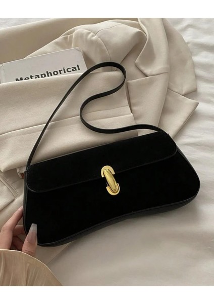 Noria Tek Omuz Askılı Süet Özel Kilit Sistemli Kadın Baget El Kol Omuz Çantası fırsatları