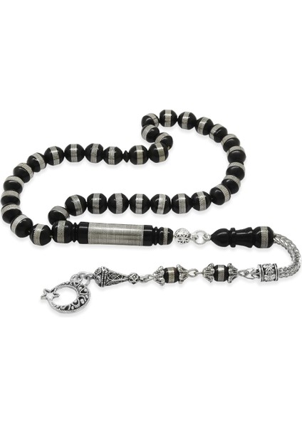 Kararmaz Metal Ayyıldız Püsküllü Metal Sarmal Istanbul Kesim Siyah Kuka Tesbih