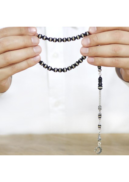 Kararmaz Metal Ayyıldız Püsküllü Metal Sarmal Istanbul Kesim Siyah Kuka Tesbih modelleri