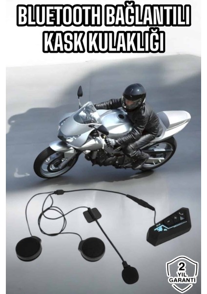 Kask Kulaklığı Motosiklet Intercom Interkom Dinleme Konuşma Özellikli Su Geçir - MB000X-2H6CF