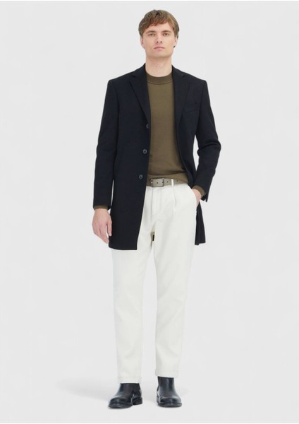 Siyah Regular Fit Kelebek Yaka Klasik Dokuma Palto indirimleri