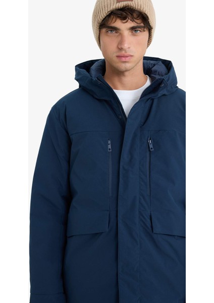 Su İtici Regular Fit Kapüşonlu Fermuarlı İç Cepli Cebi Pelüşlü Mont E9248AX25WN