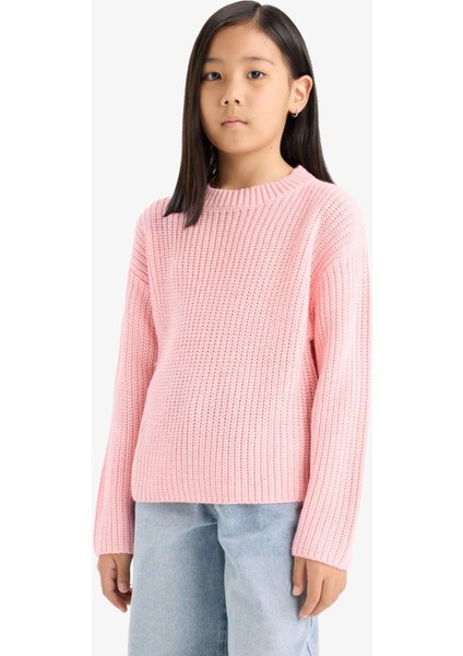 Kız Çocuk Standart Fit Bisiklet Yaka Triko Kazak C6909A825AU