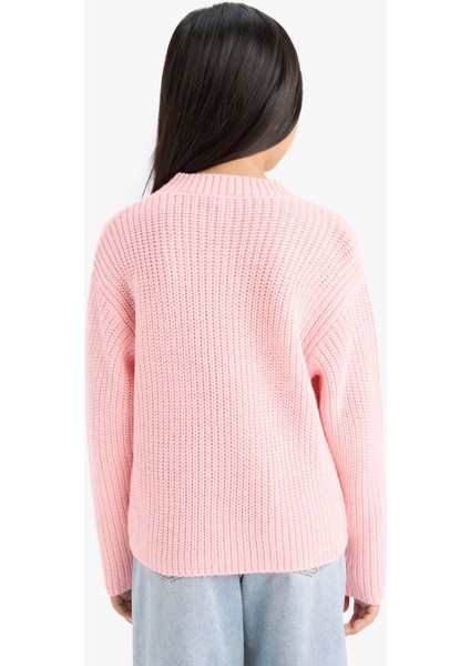 Kız Çocuk Standart Fit Bisiklet Yaka Triko Kazak C6909A825AU