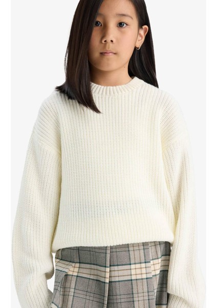 Kız Çocuk Standart Fit Bisiklet Yaka Triko Kazak C6909A825AU