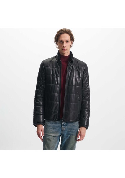 Siyah Hakiki Deri Erkek Hakiki Deri Mont - E23KDM310465-Q3H